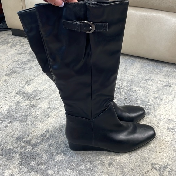 New Anne Klein Flex Mollie Knee High Boots Low Wedge Black Sz 6.5 - Picture 10 of 15